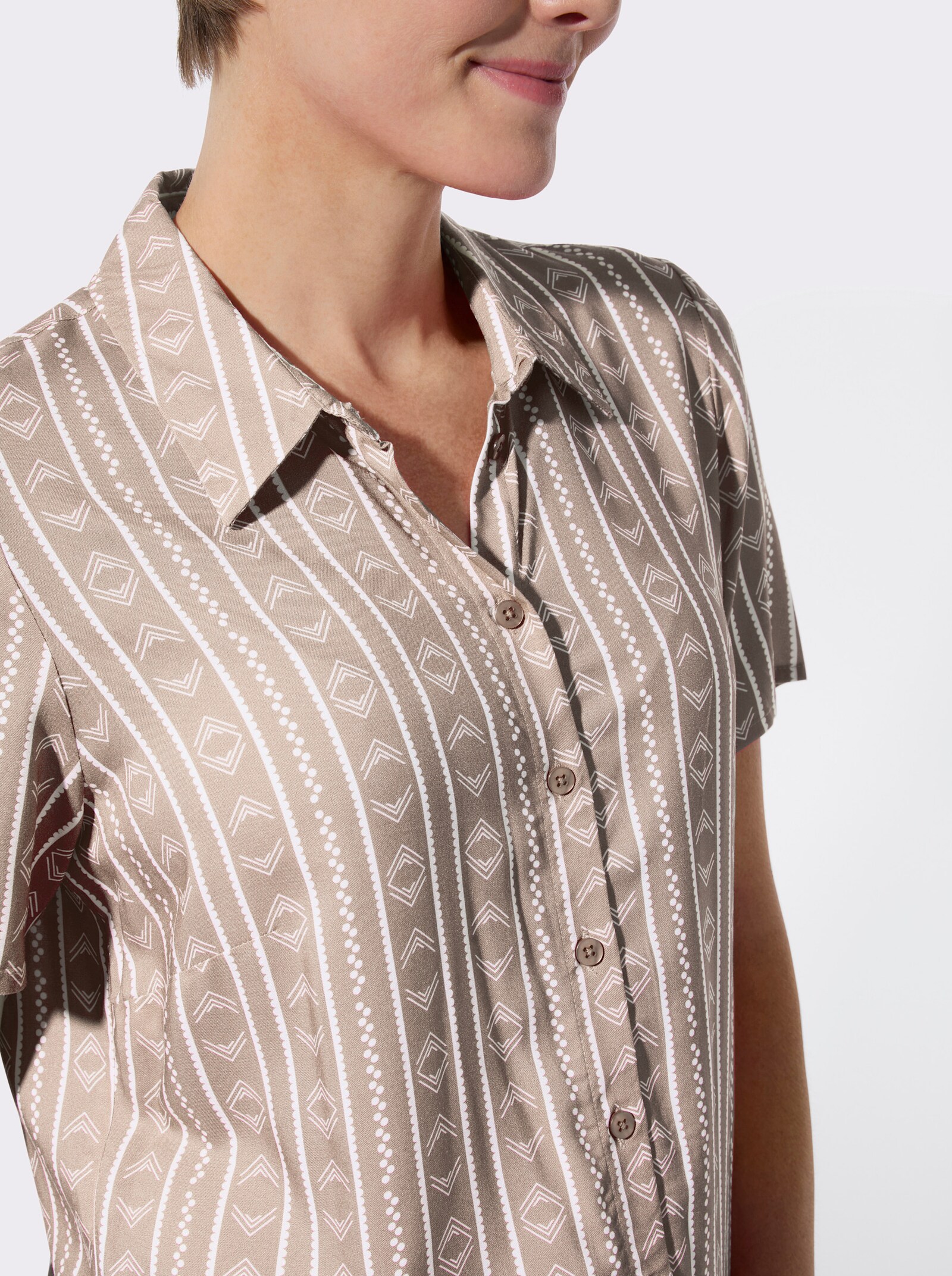 Gestreifte Bluse aus reiner Viskose - beige-ecru-gestreift