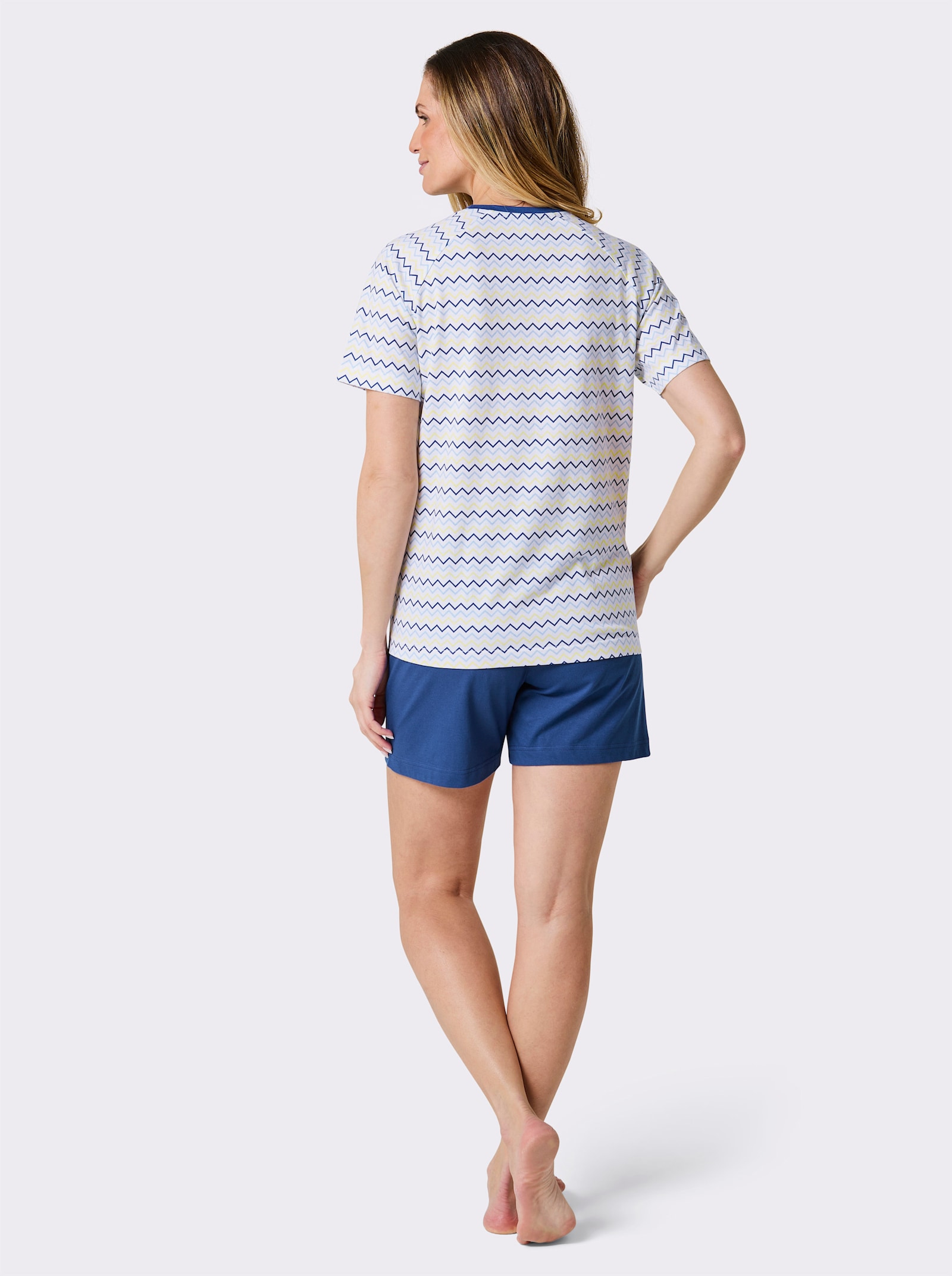 wäschepur Shorty - weiß-royalblau-bedruckt