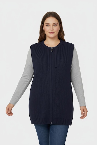 Strickweste in Longform - marine