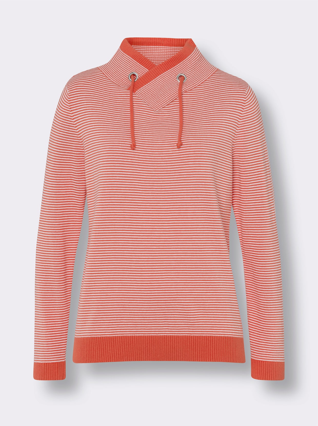 Pullover met lange mouwen - grapefruit/ecru gestreept