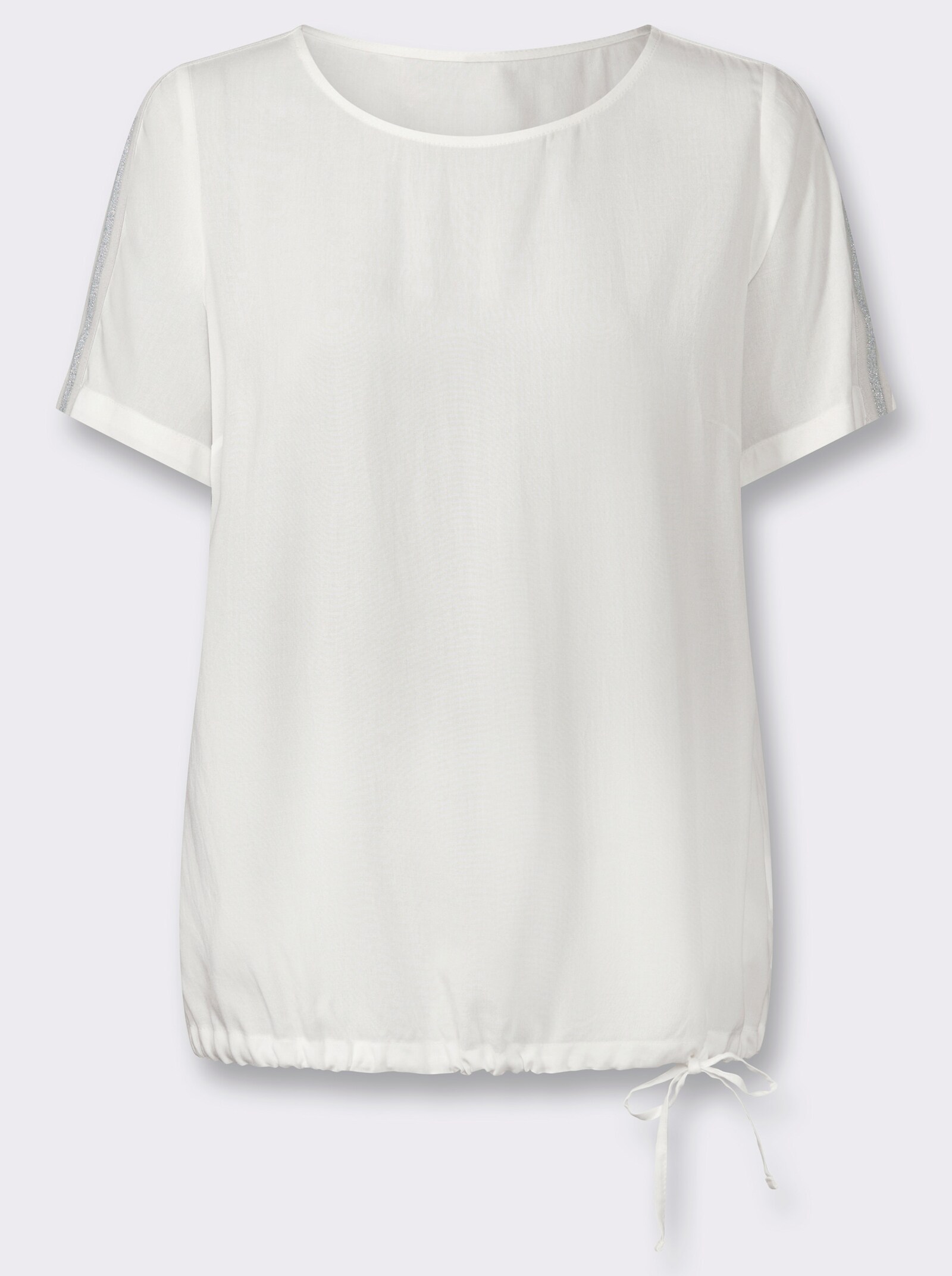 Schlupf-Bluse mit Glanzgarn-Zierband - ecru