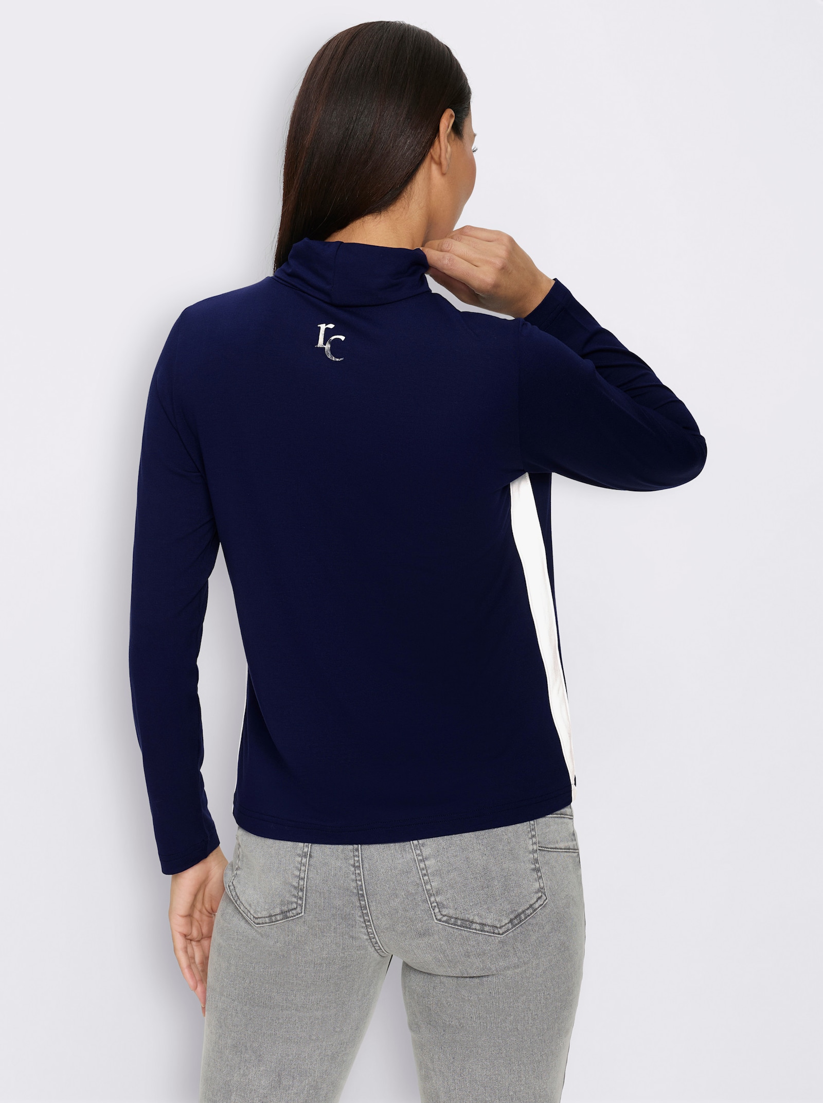 heine Langarmshirt mit Galonstreifen - marine-ecru