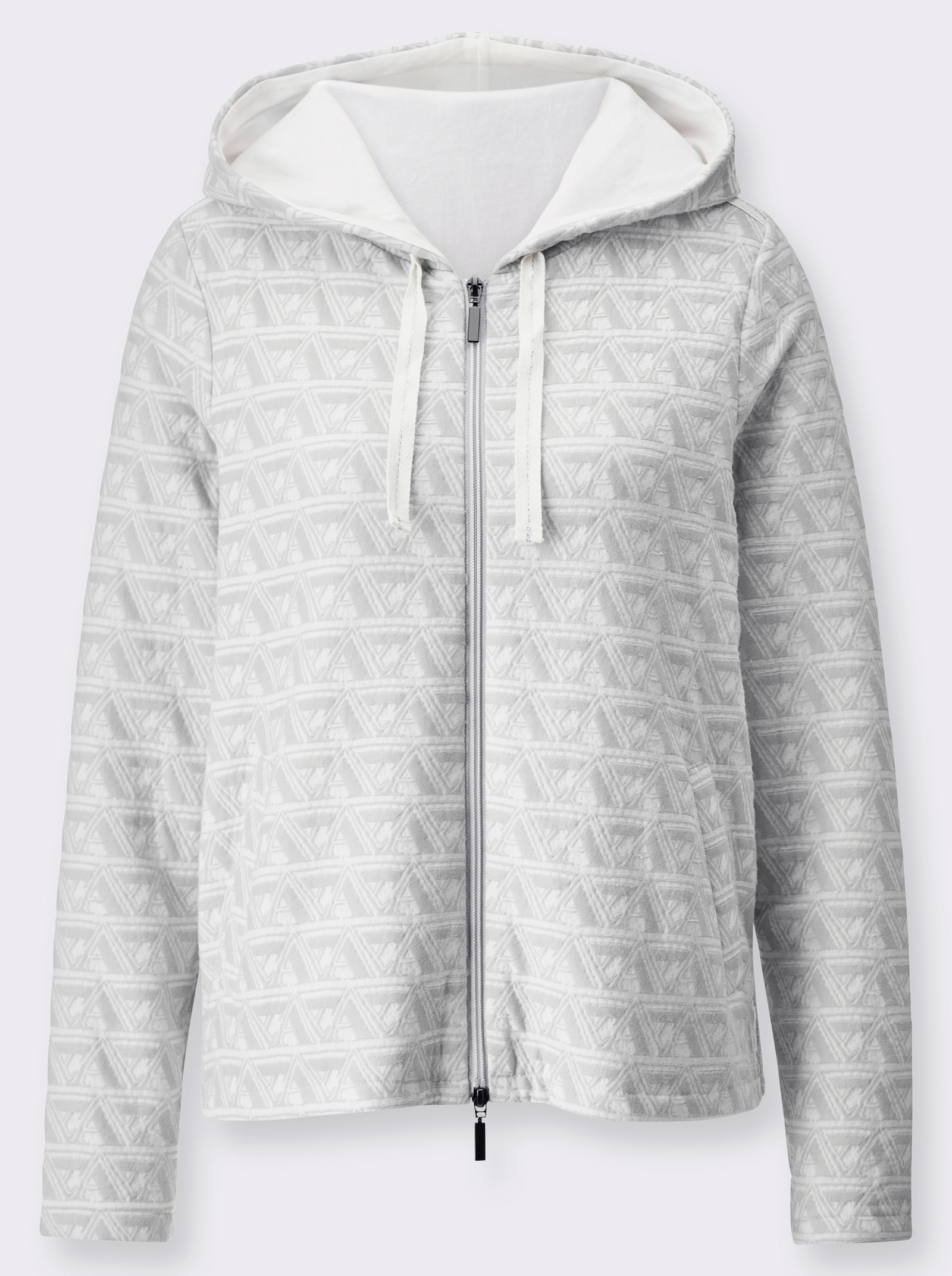 Shirtjacke mit Kapuze - hellgrau