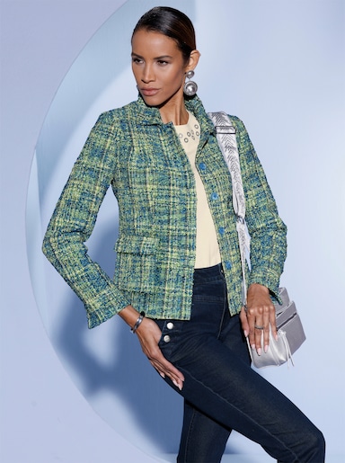 Bouclé-Blazer - champagner-apfel-gemustert