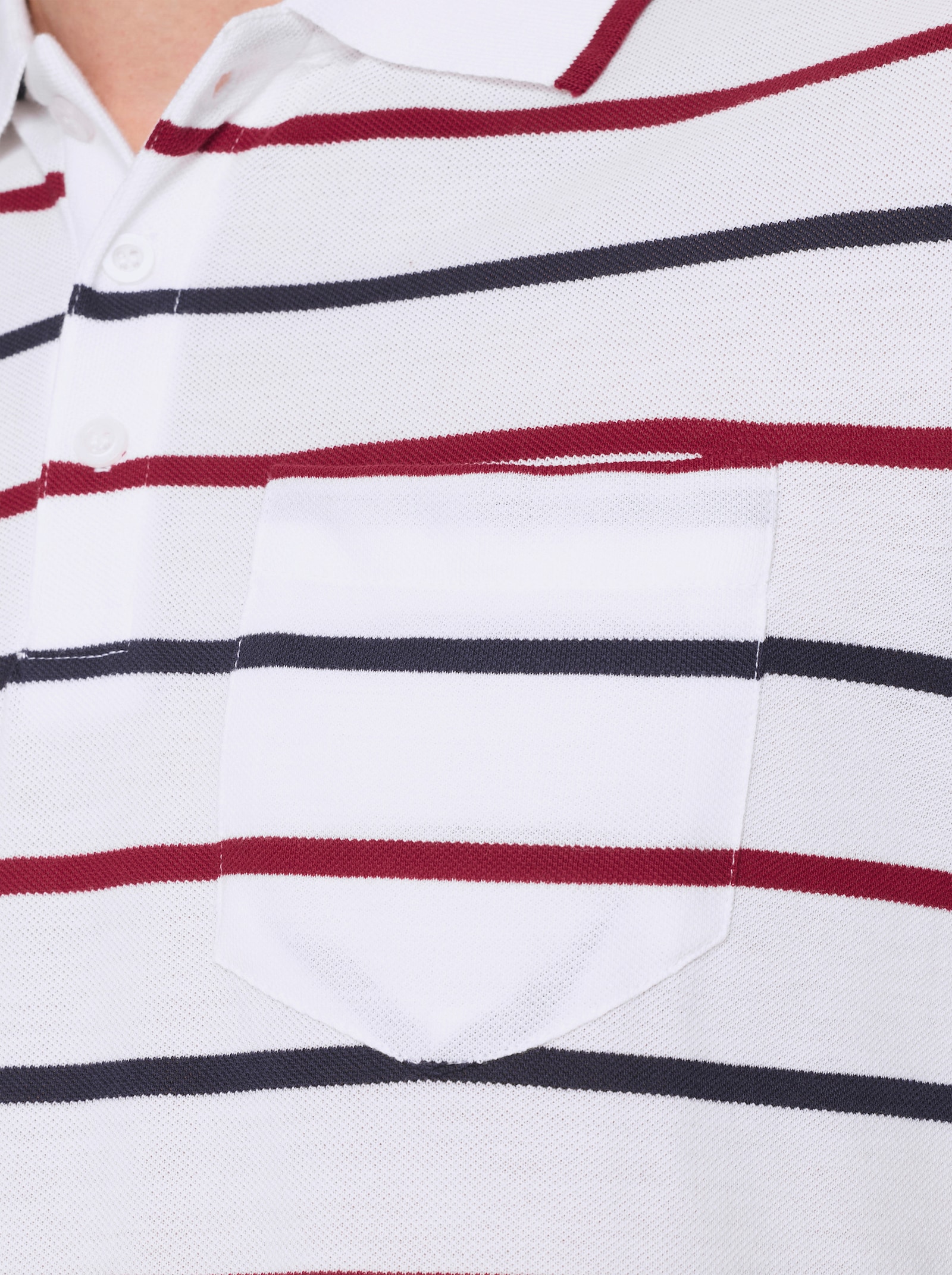 Poloshirt in Pikee-Qualität - weiß-gestreift