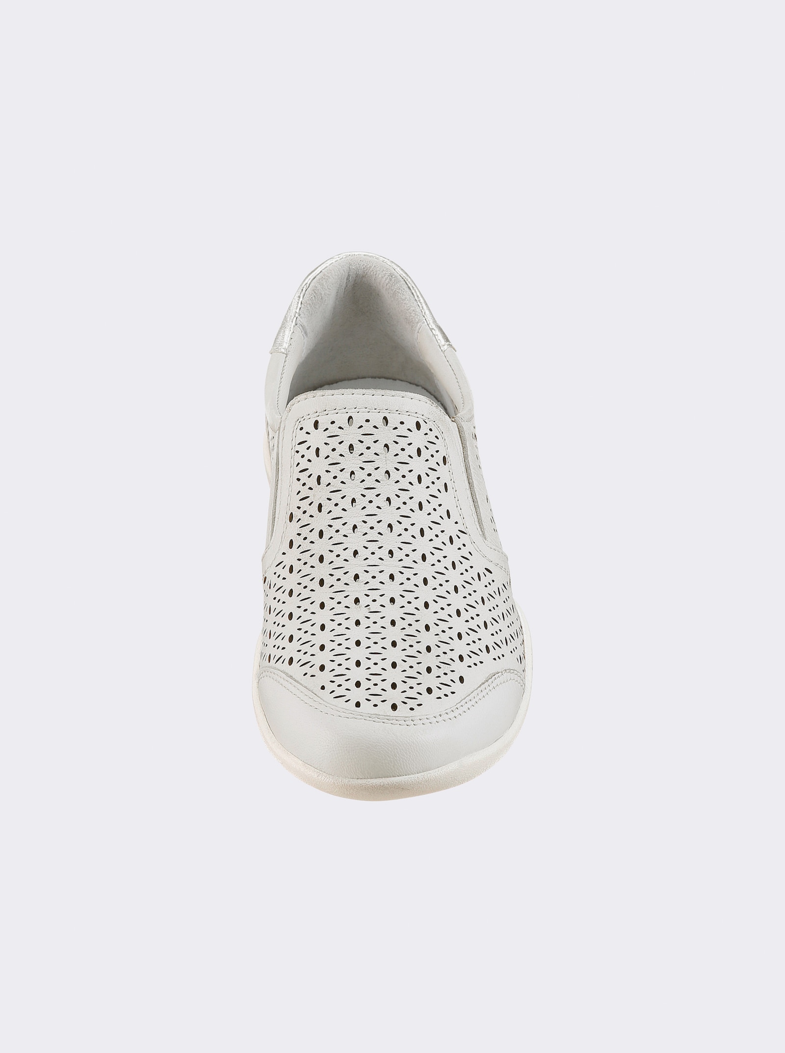 Naturläufer Slipper mit Perforation - weiß