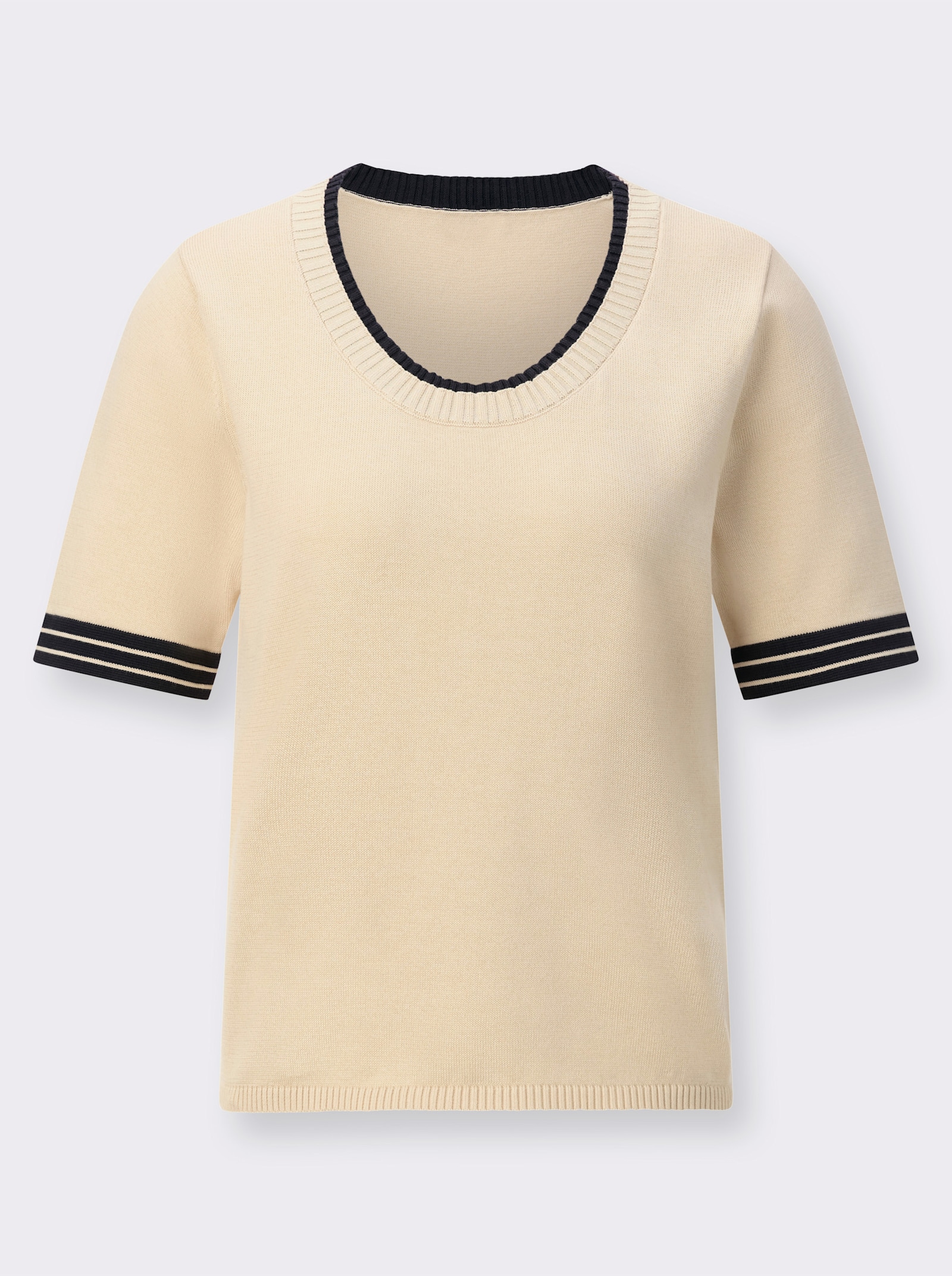 Twin-Set mit Kontrast-Details - sand-schwarz