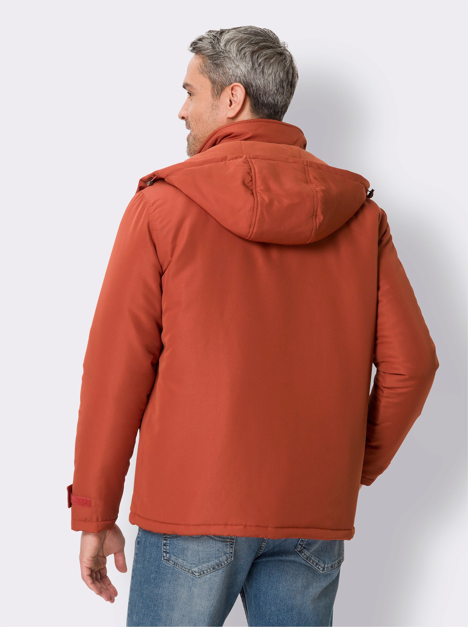 Winterjas met contrastdetails - roestrood