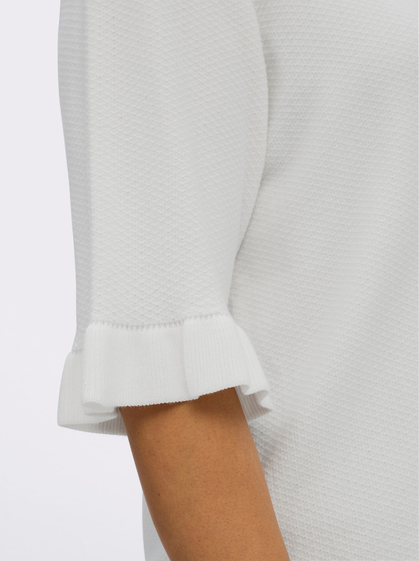 sheego Ajourpullover mit Volantärmeln - ecru