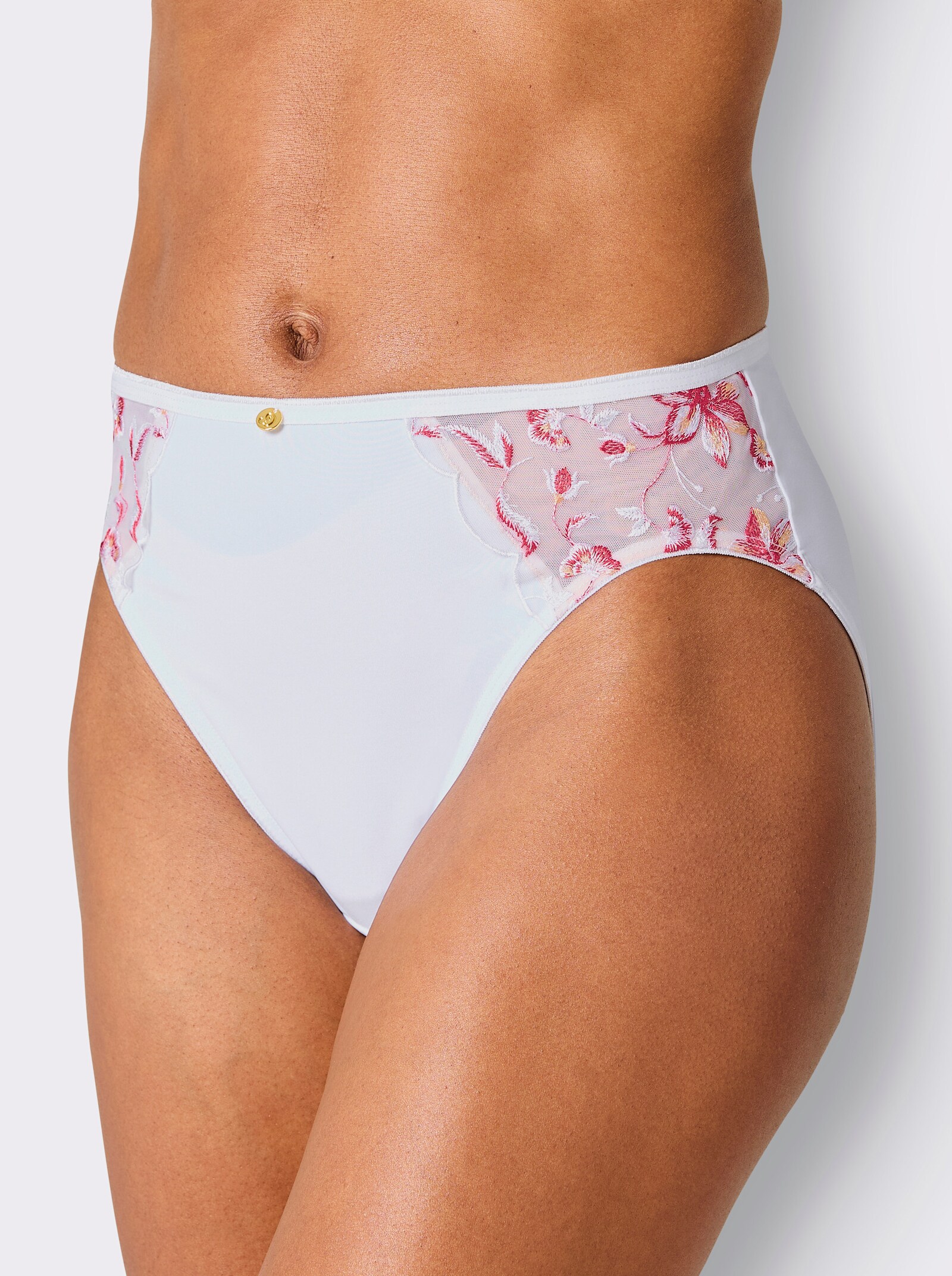 wäschepur Jazzpants mit transparentem Tülleinsatz - weiß-rot