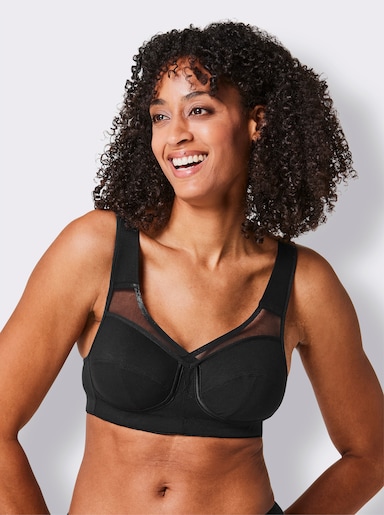 wäschepur Entlastungs-BH ohne Bügel mit Mesh-Einsatz - schwarz