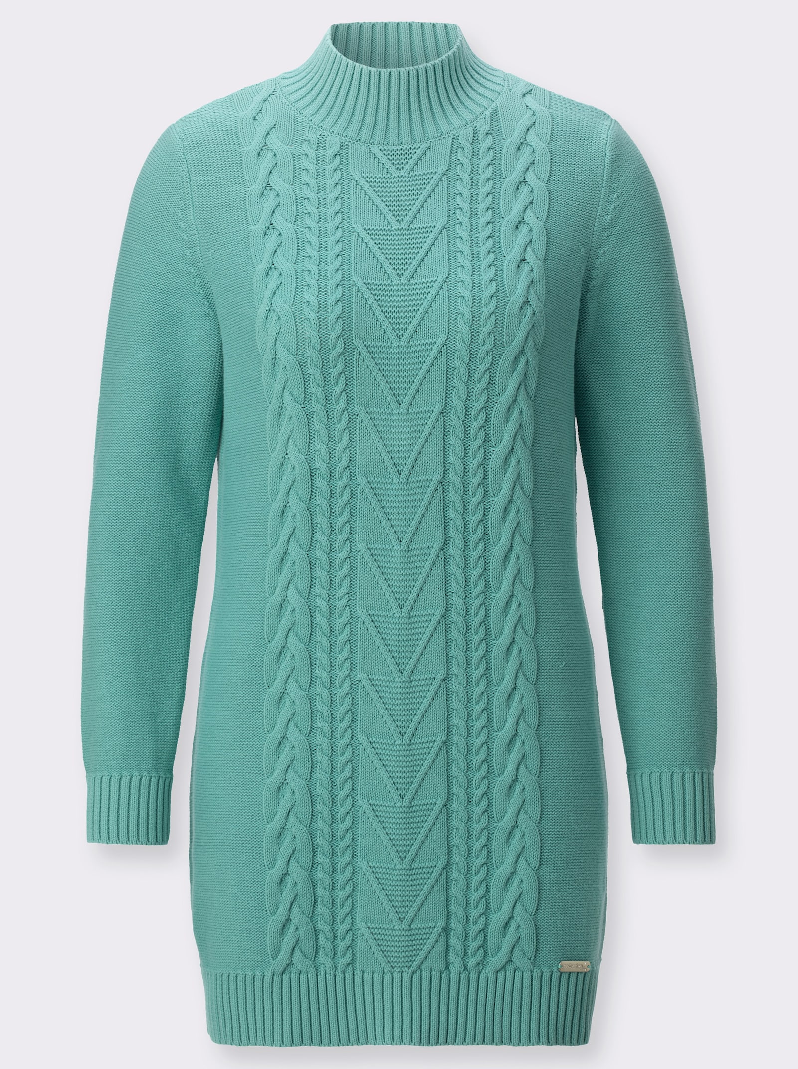 Longpullover mit Zopf-Struktur-Muster - salbei