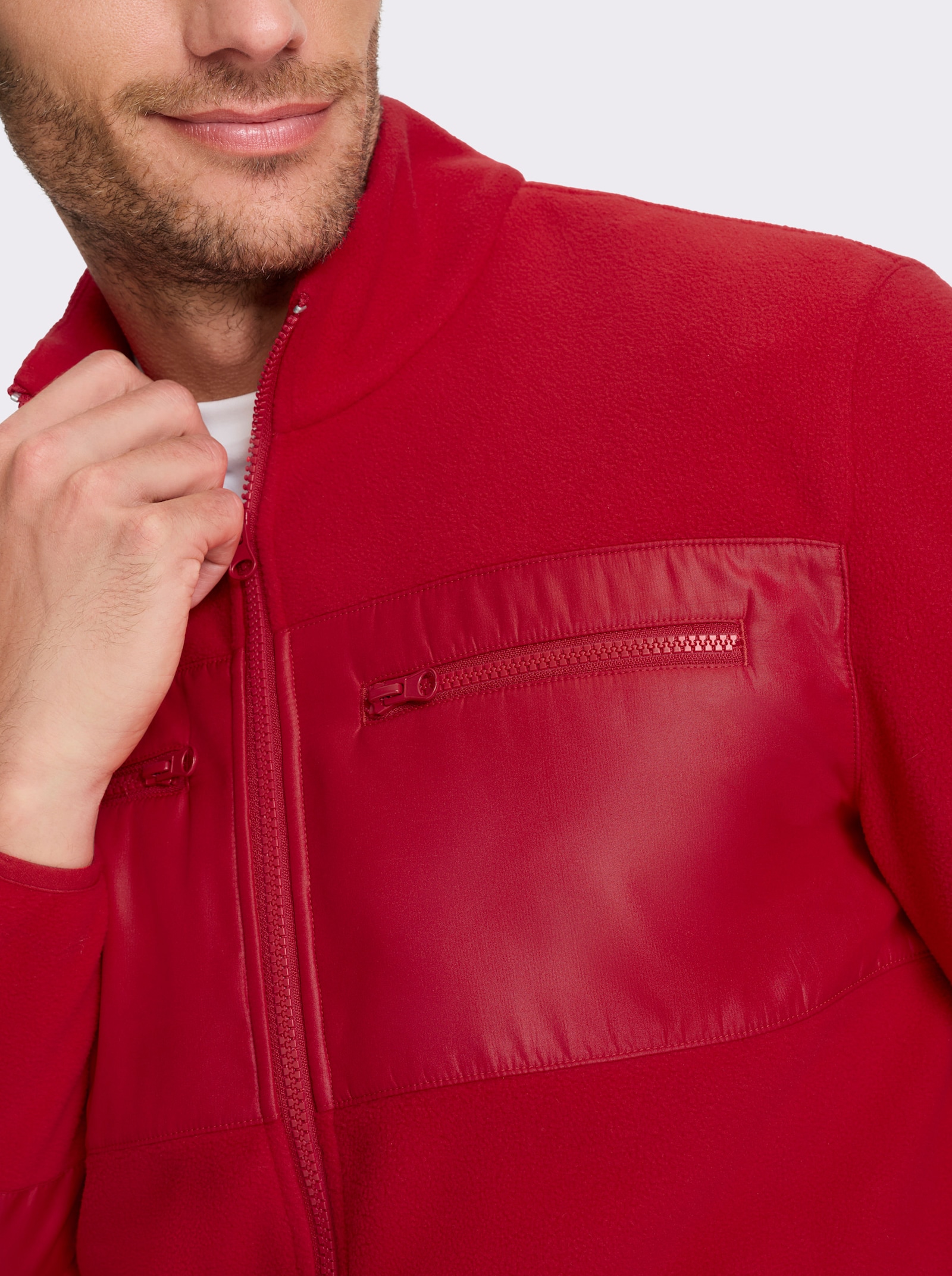 Marco Donati Fleecejack met 4 zakken - rood