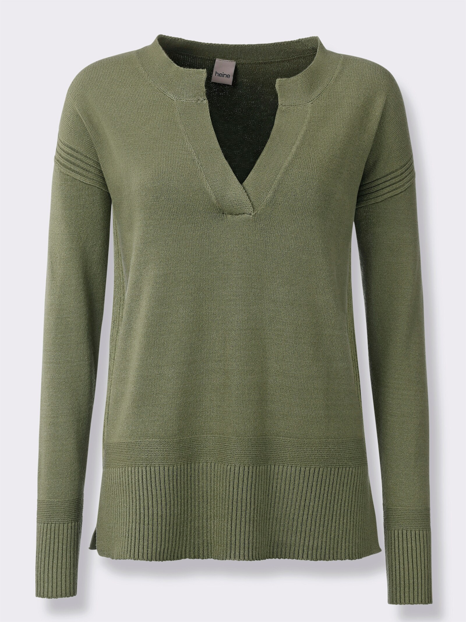 heine Pullover mit Seitenschlitzen - khaki
