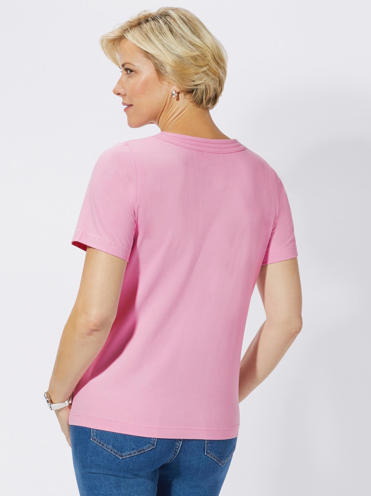Kurzarmshirt - pink + pink-geringelt