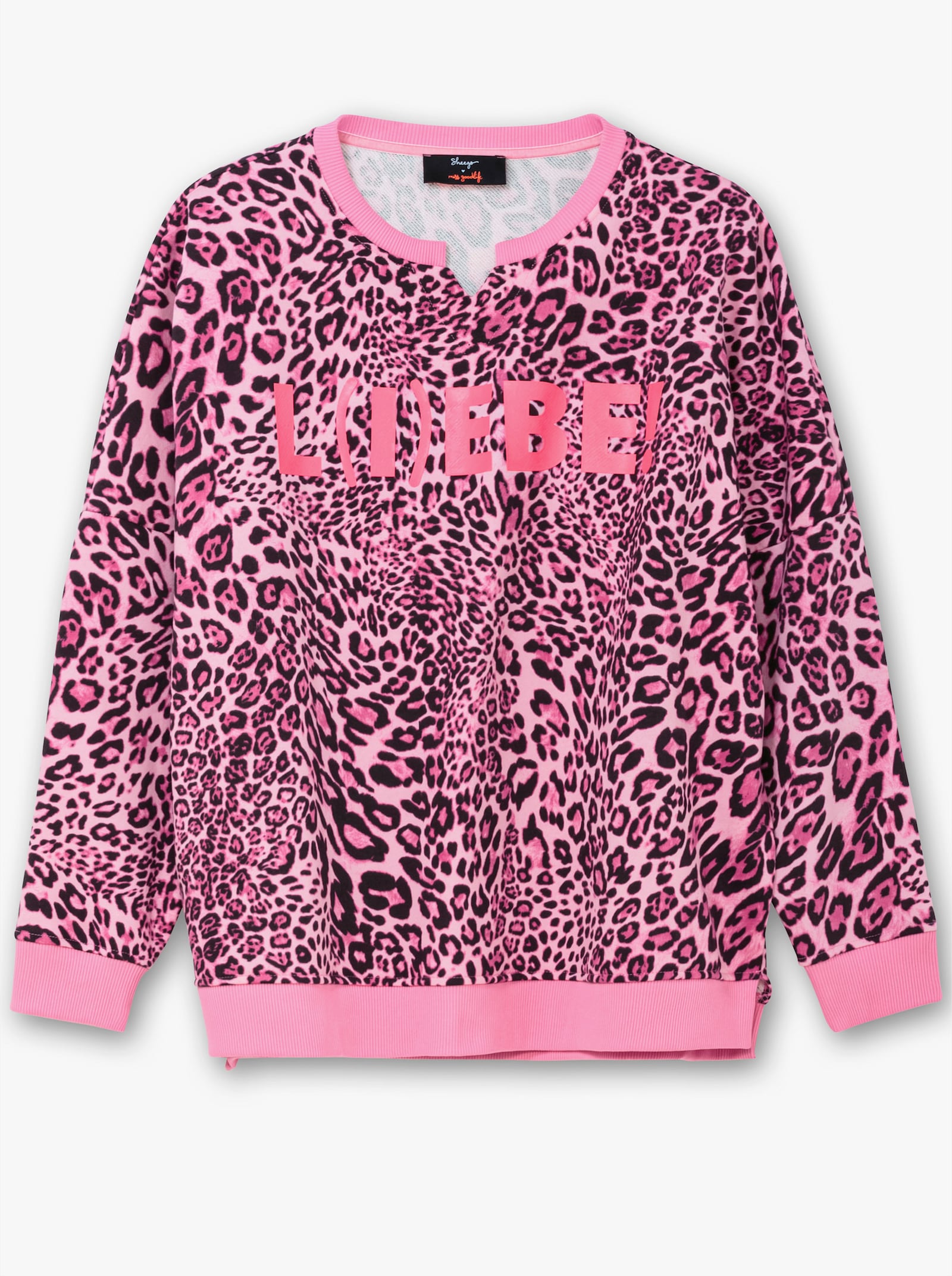 sheego loves miss goodlife Sweatshirt im Leoprint, mit Frontdruck - pink gemustert