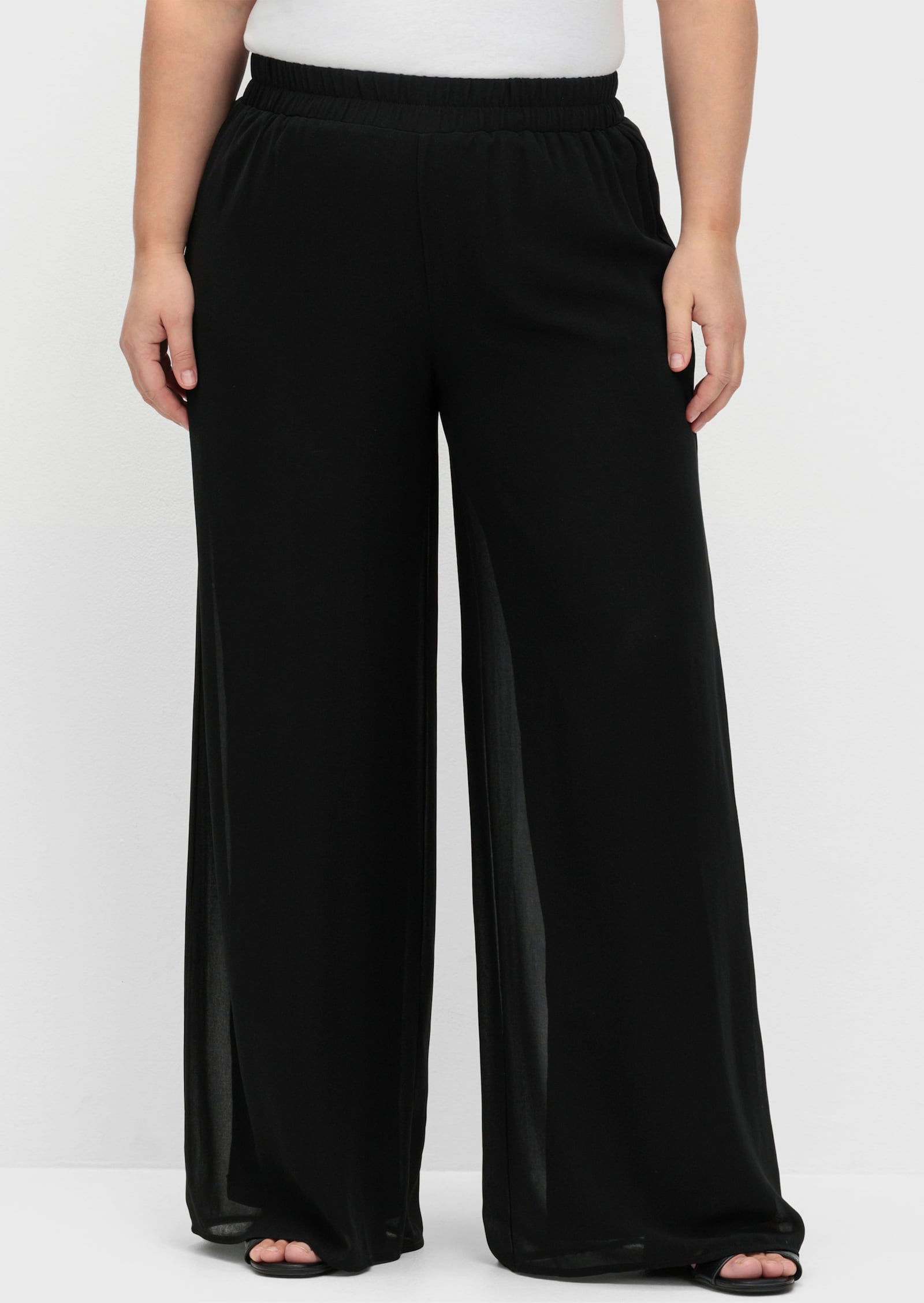 sheego Palazzohose aus Chiffon, im Lagenlook - schwarz