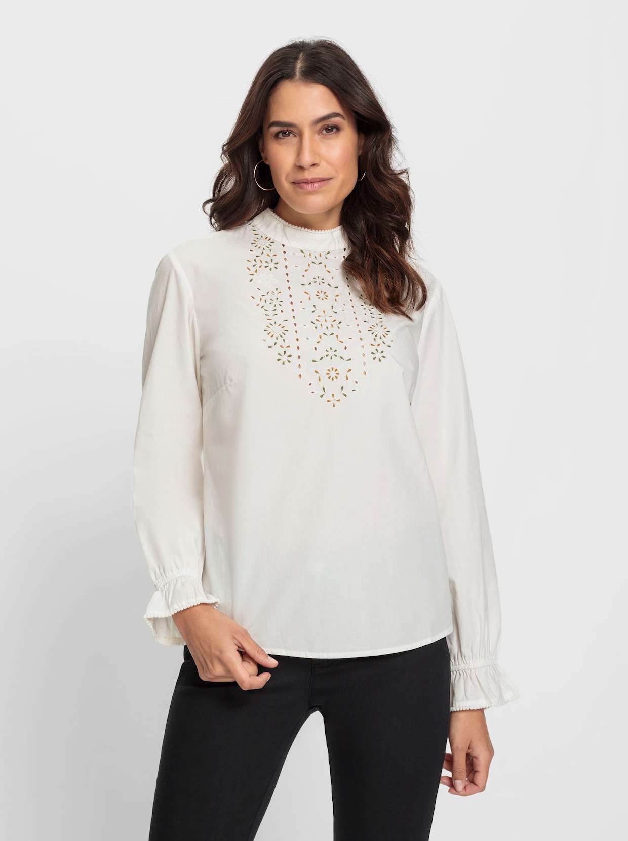 Blouse - ecru gedessineerd