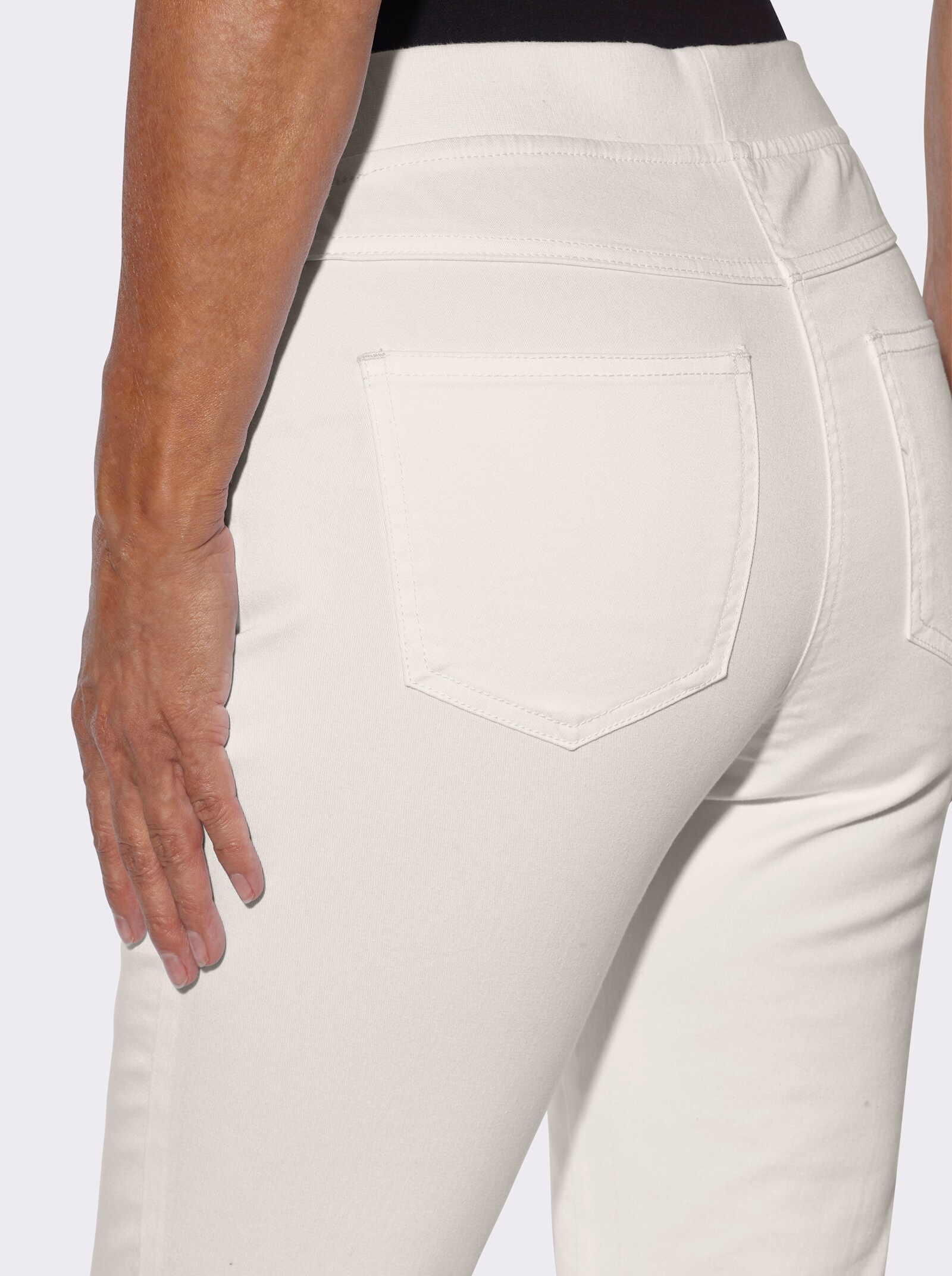 Schlupfjeans mit Stretch-Bund - weiß