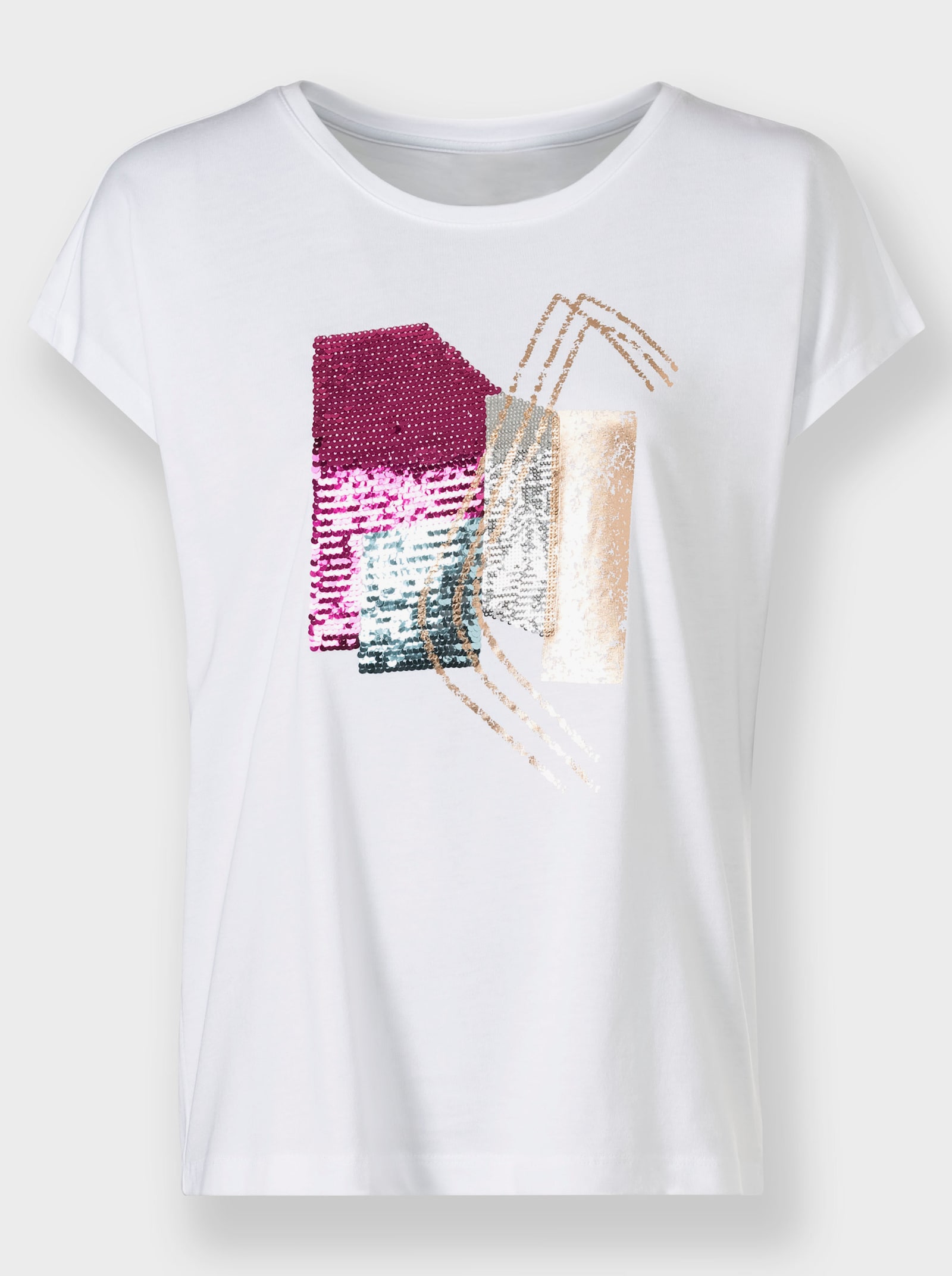 heine Shirt met korte mouwen en pailletten - wit