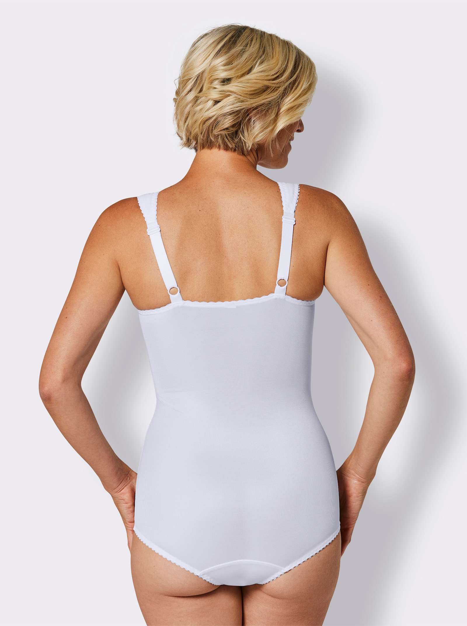 wäschepur Einteiler ohne Bügel mit Spitzeneinsatz - weiß