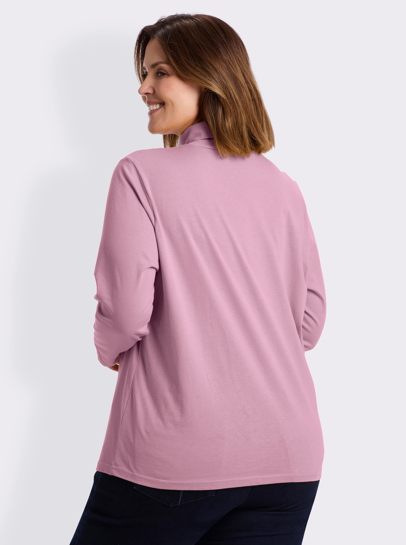 Rollkragenshirt mit langen Ärmeln - rosé