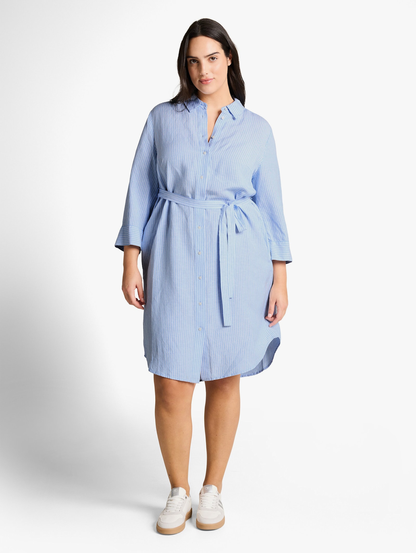 Hemdblusenkleid - fjord blue irregular stripe