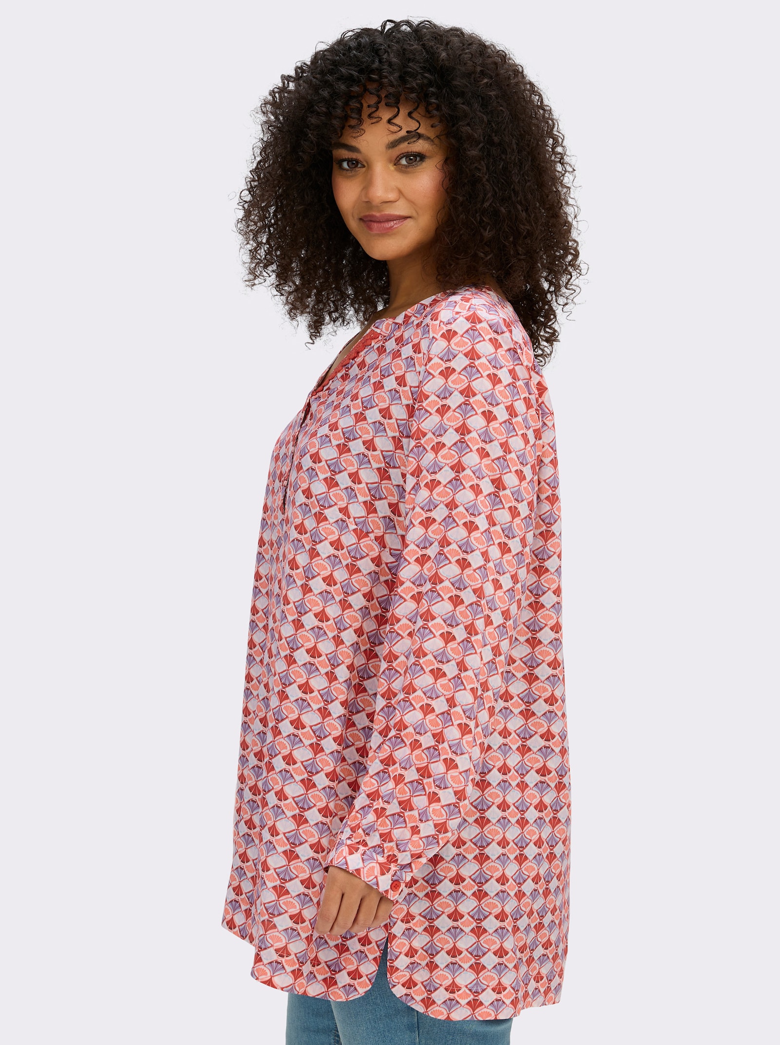 sheego Tunika mit grafischem Print - weiss-erdbeere-bedruckt