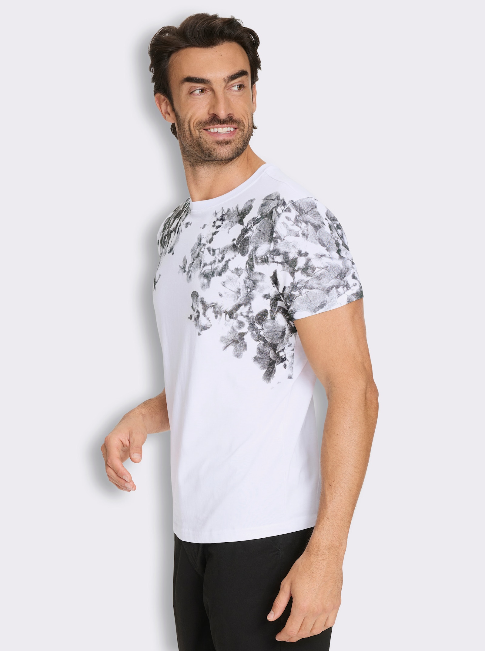 Marco Donati Kurzarmshirt mit Blumen-Print - weiß-bedruckt