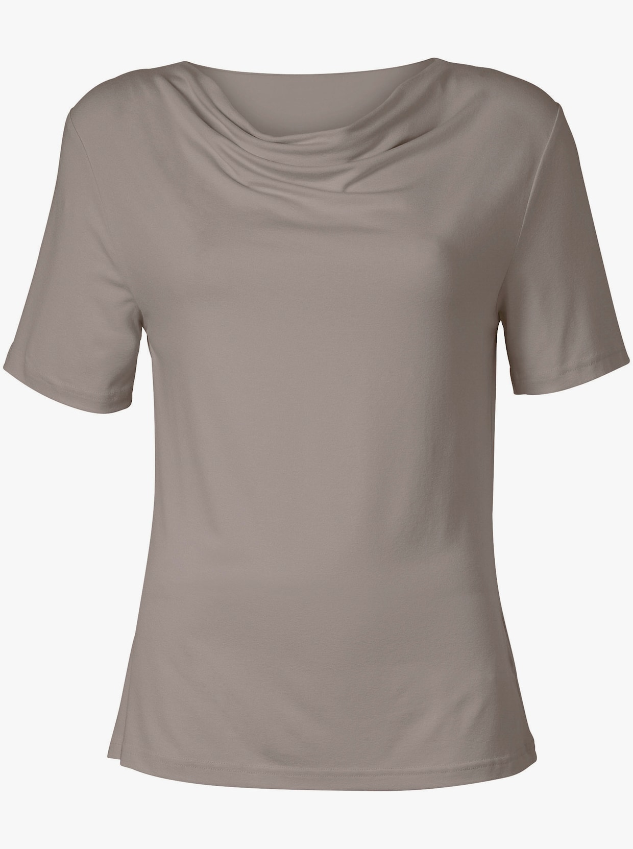 Tričko s vodopádovým golierom - hnedosivá