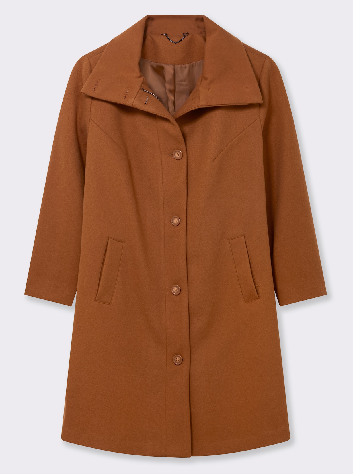 Kurzmantel in A-Linie - cognac