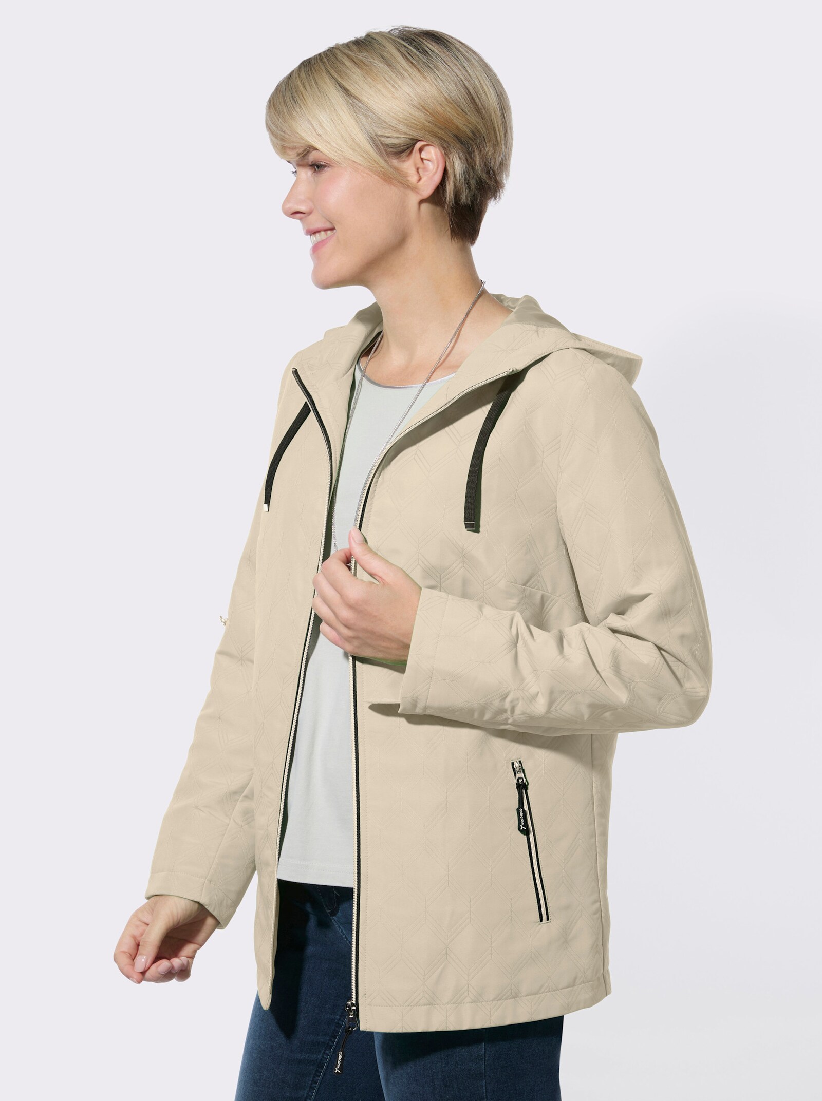 Steppjacke mit Krempelfunktion - sand