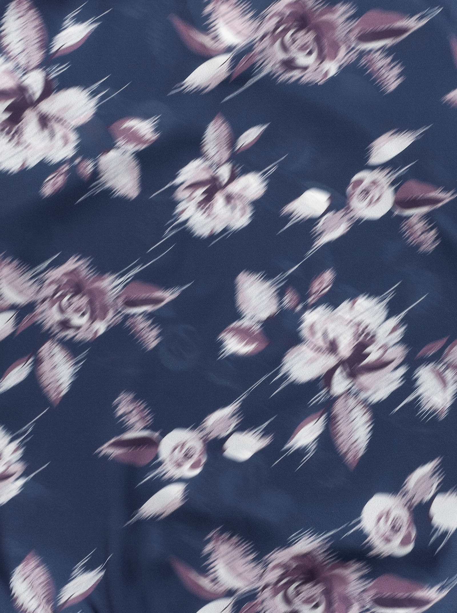 Druckbluse mit Smok-Einsatz - marine-rosé-bedruckt