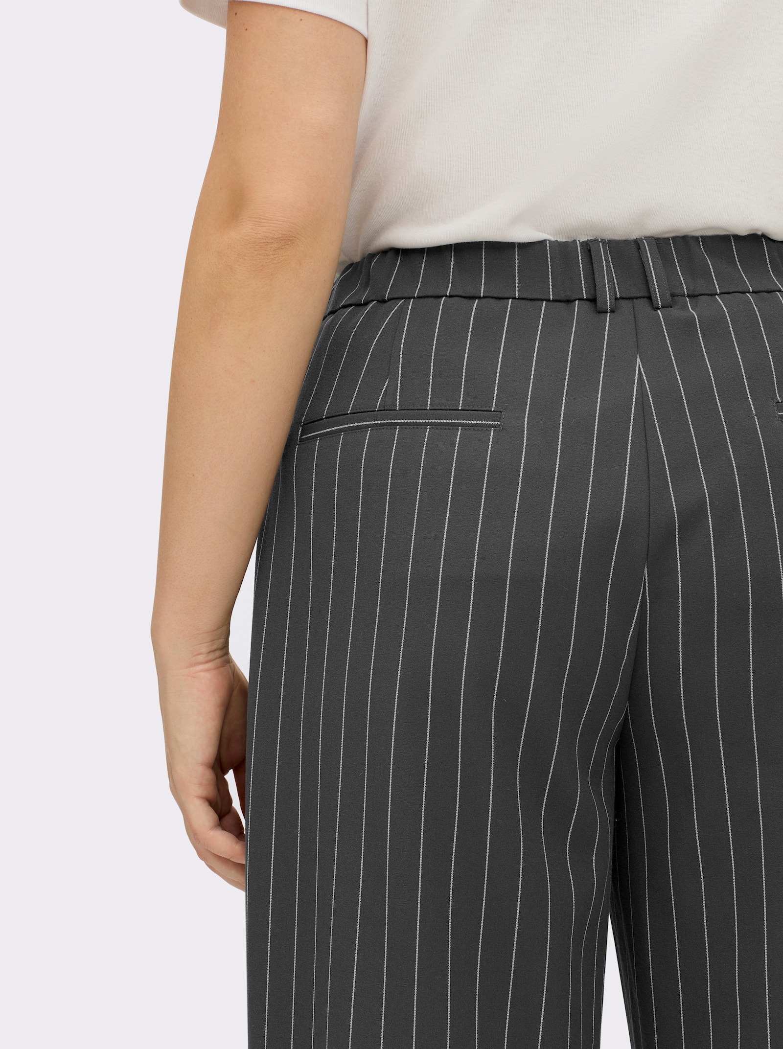 sheego Broek wijd, met krijtstrepen - grafiet/lichtgrijs gestreept