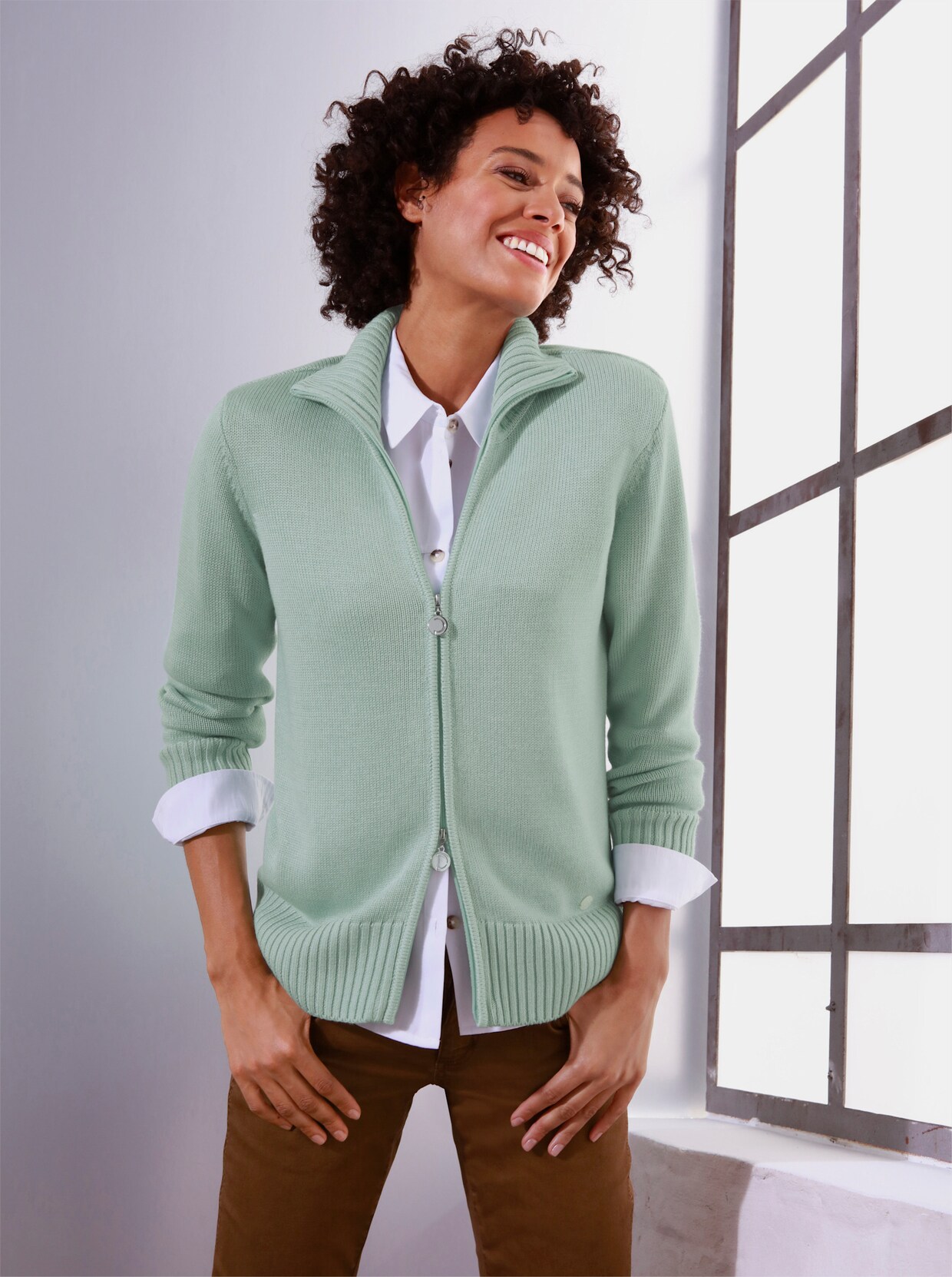 Creation L Premium Viskose-Lyocell-Strickjacke - kalkmint