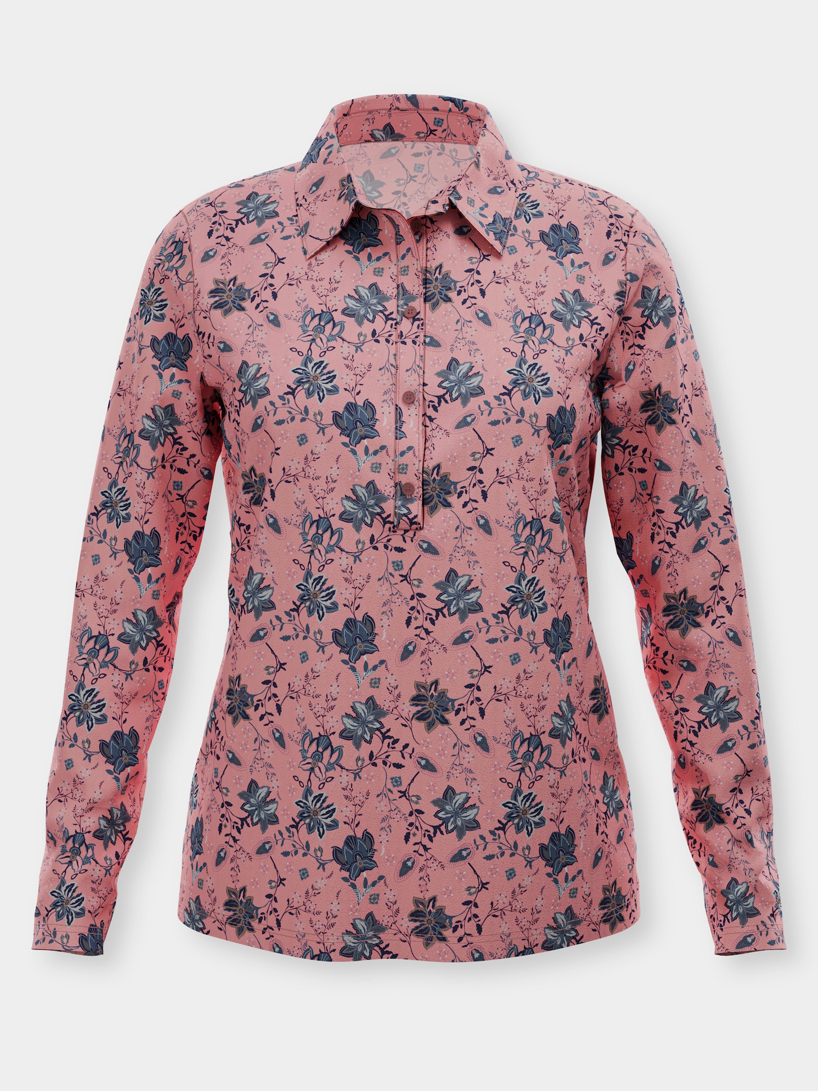 Poloshirt met bloemenprint - rozenkwarts/marine bedrukt