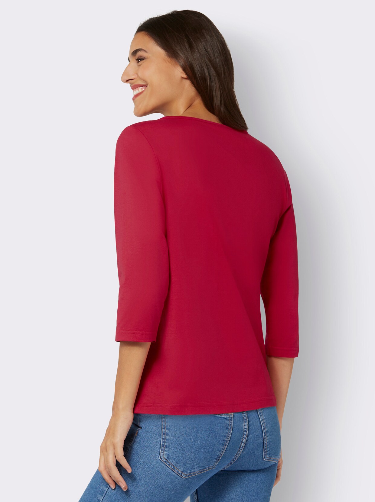 Shirt met 3/4-mouw - rood geprint