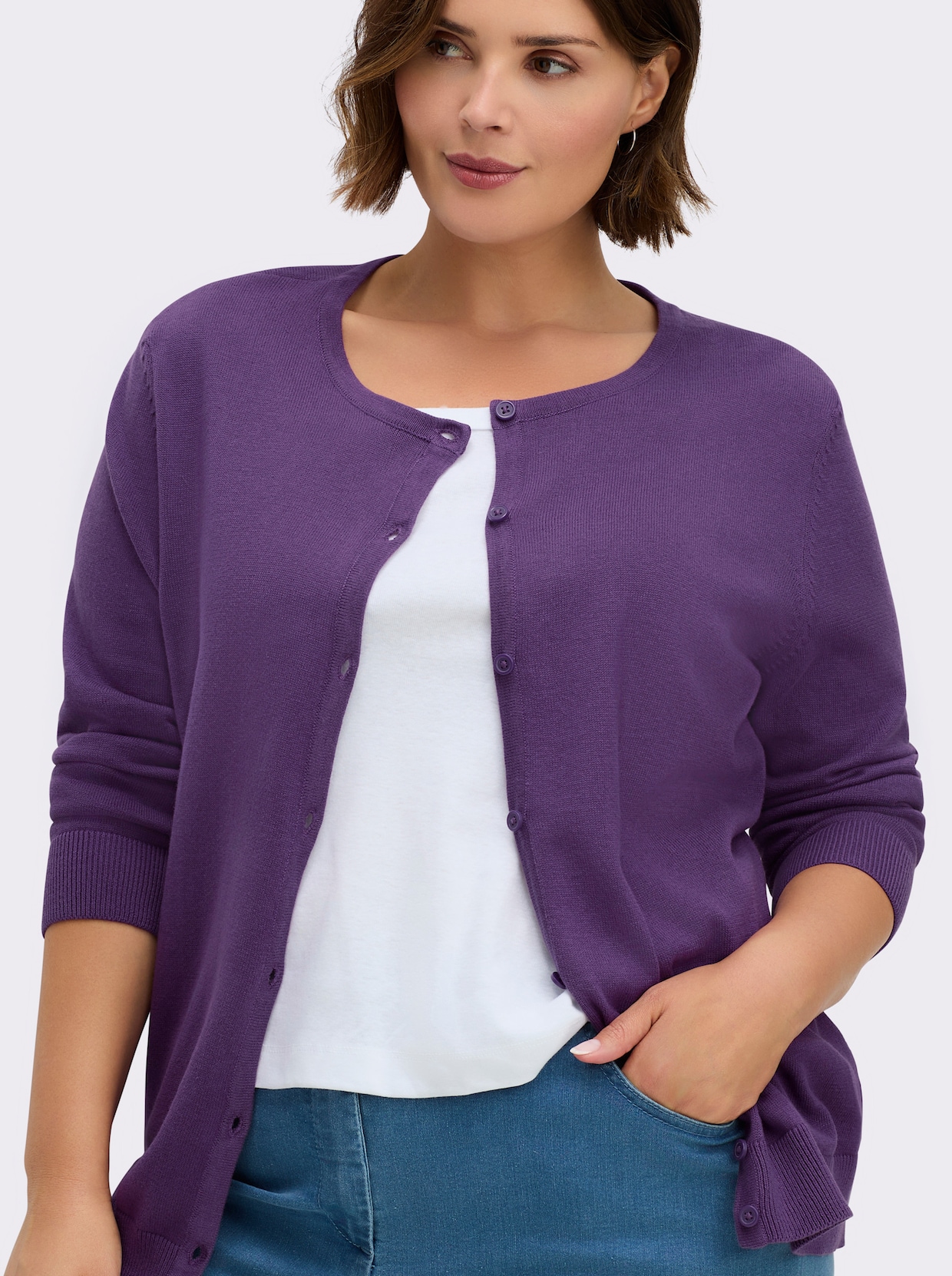 Strickjacke aus reiner Baumwolle - lila