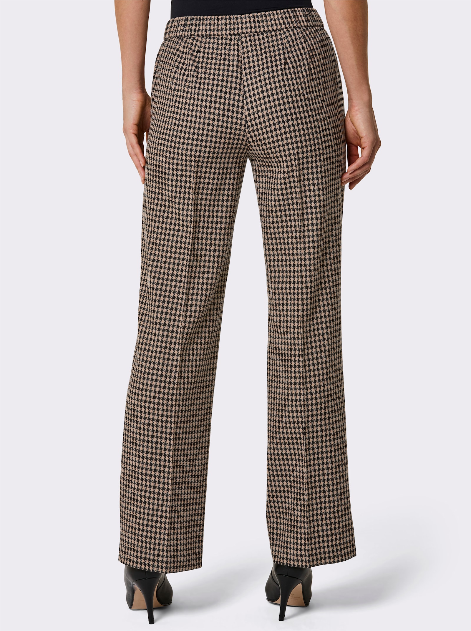 CREATION L PREMIUM Wollhose mit Bügelfalte - schwarz-camel-gemustert