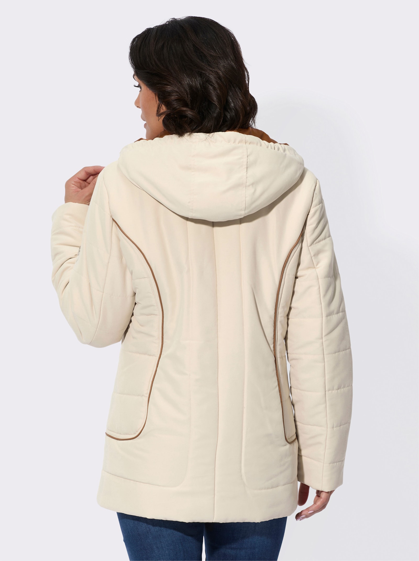 Jacke mit weitenregulierbarer Kapuze - sand