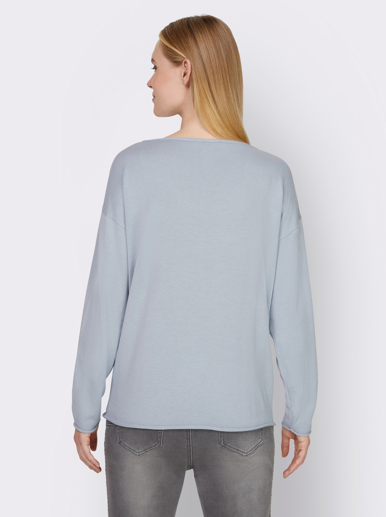 heine Pull à encolure en V - bleu clair imprimé