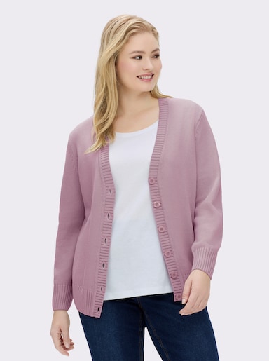 Strickjacke mit farblich abgestimmten Knöpfen - altrosé