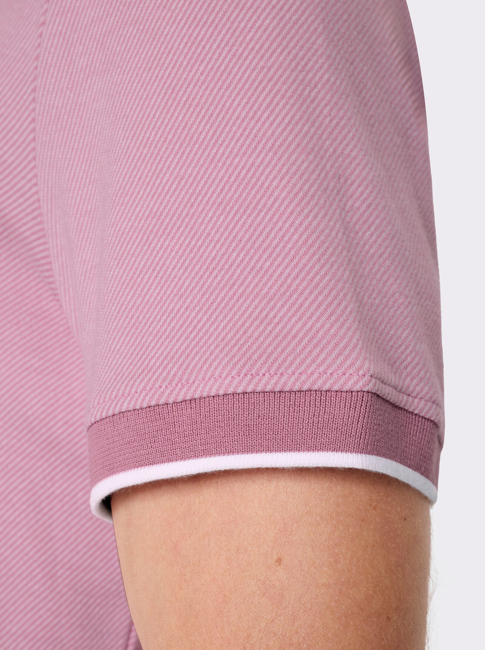Marco Donati Kurzarmshirt in Jacquard-Qualität, mit Modal - altrosa-gestreift