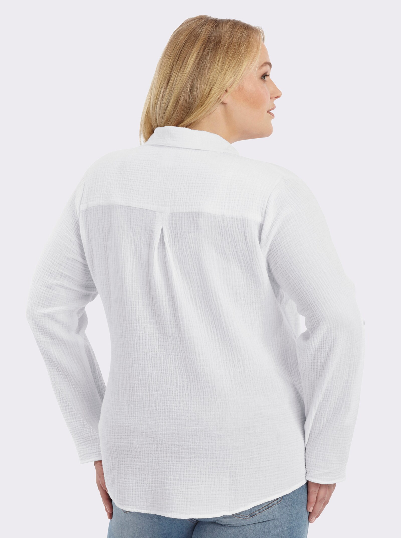 Hemdbluse mit Reverskragen - weiß