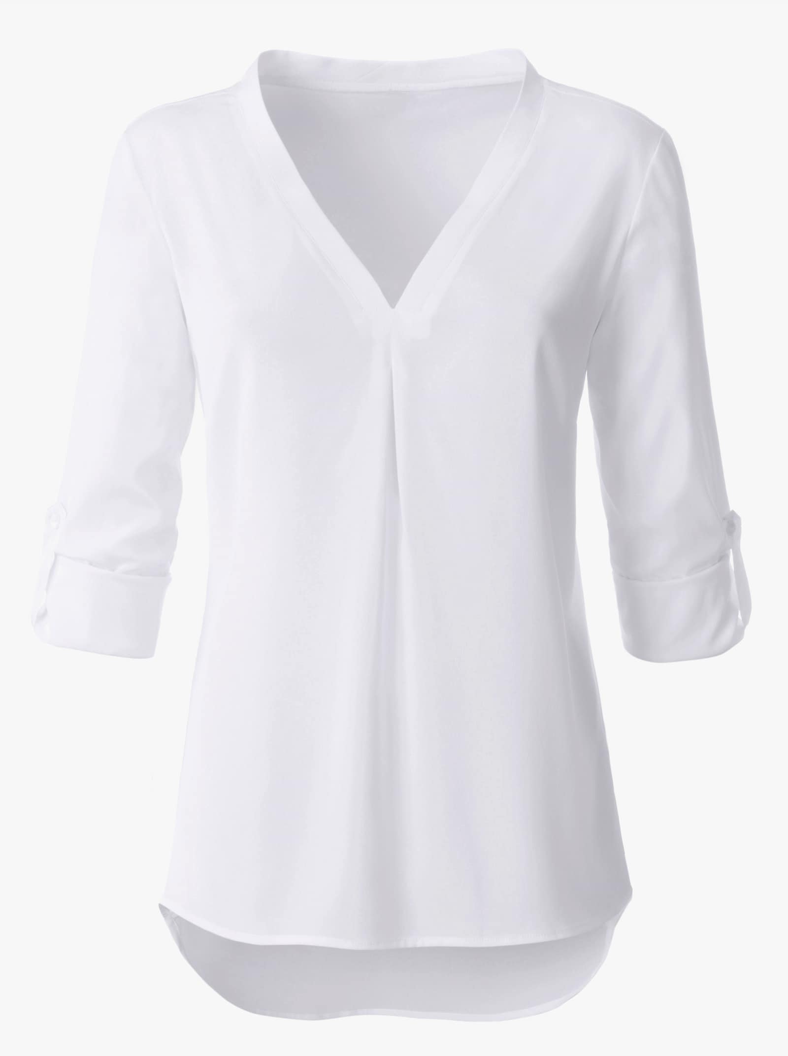Longbluse mit verlängertem Rückenteil - weiß