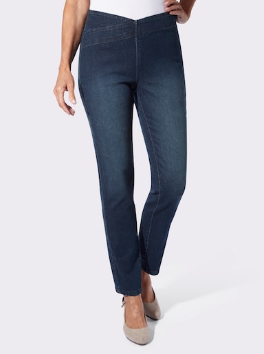 Jeans mit überlappendem Dehnbund - dark blue