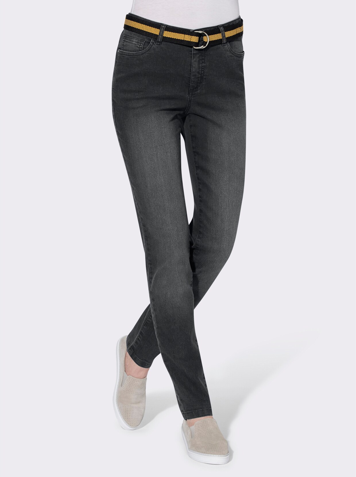 Džíny s 5 kapsami - černá-denim