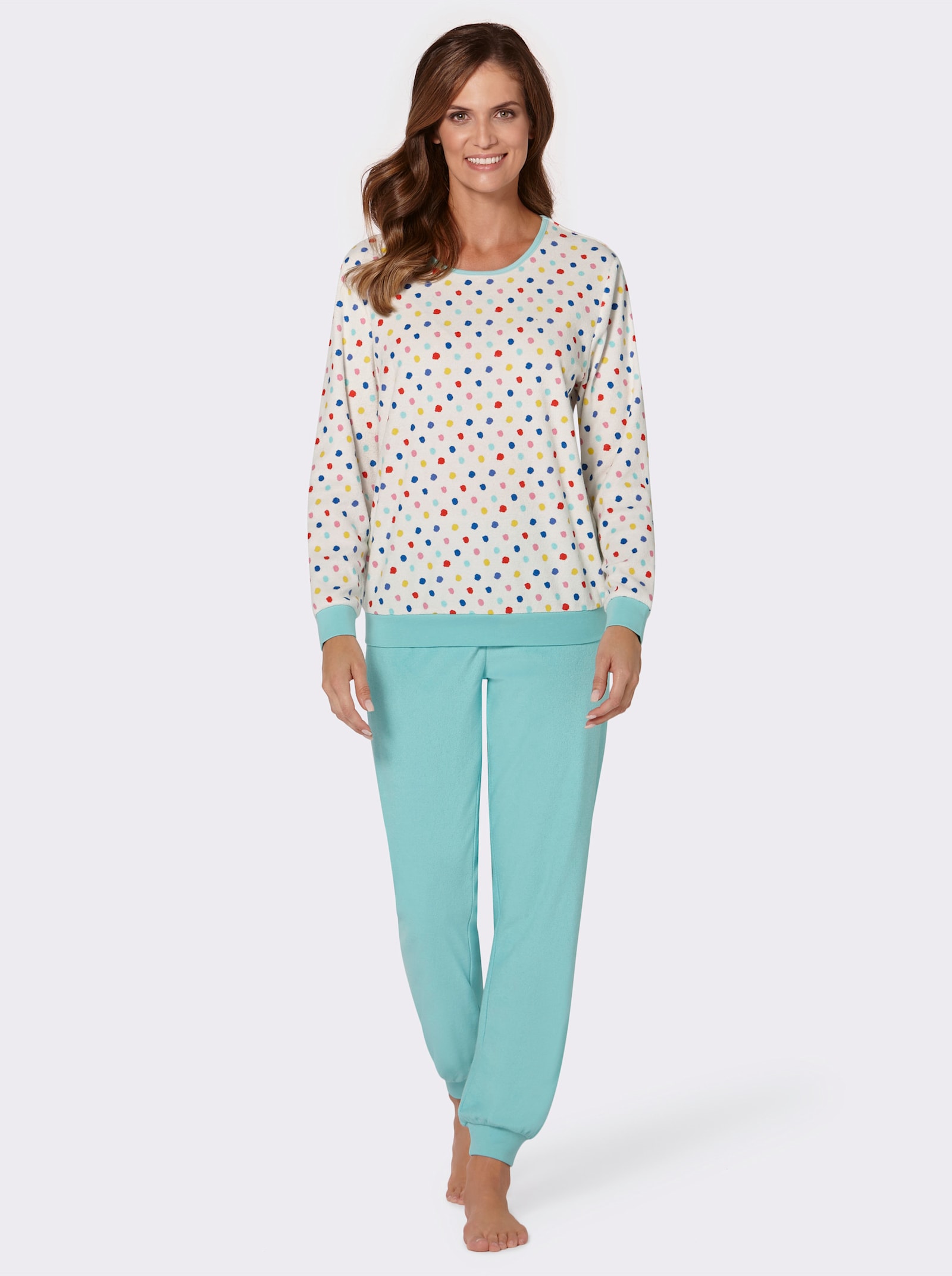 wäschepur Schlafanzug aus Feinfrottee - aqua