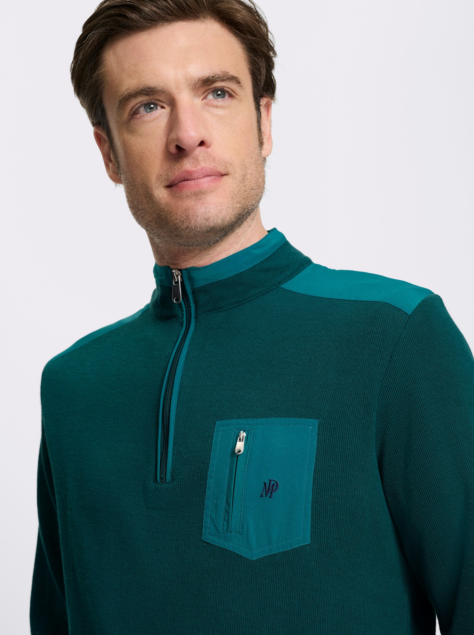 Marco Donati Sweatshirt mit grobem Ripp-Muster, Baumwolle - petrol