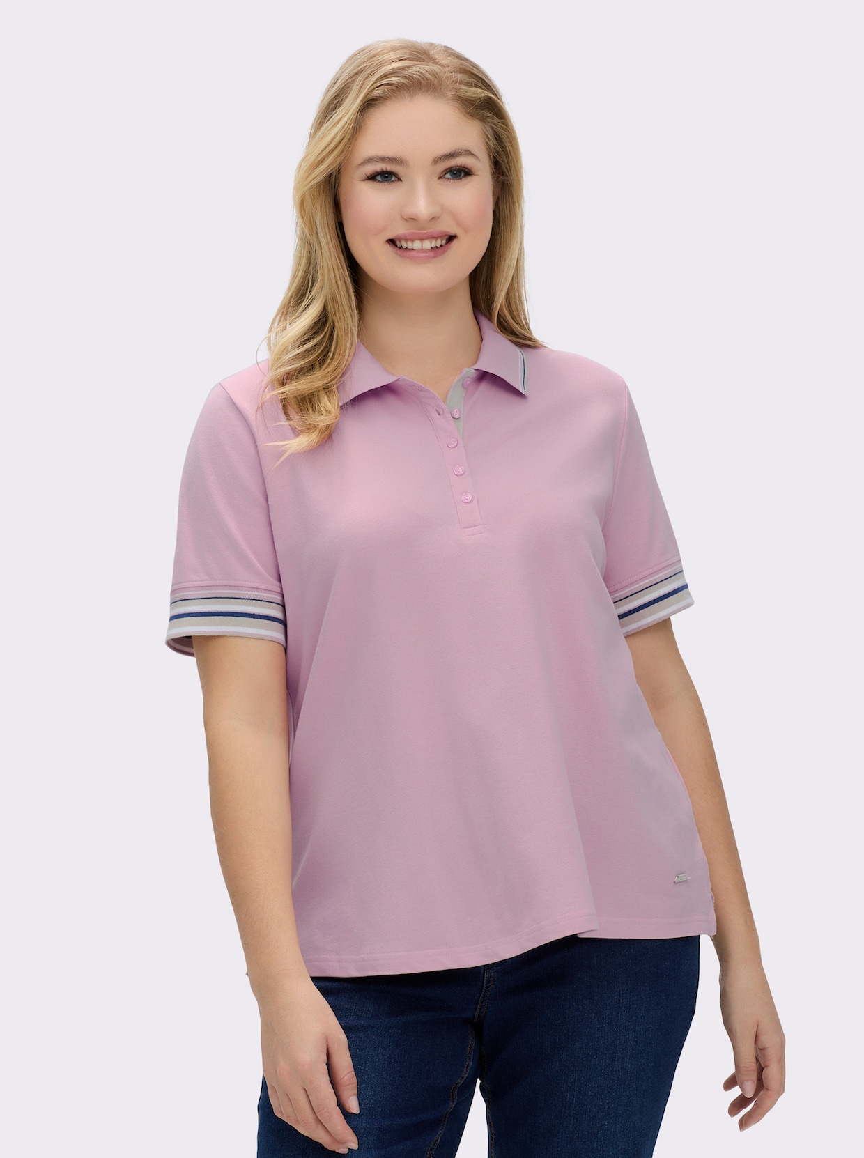 Poloshirt in Pikee-Qualität - rosé